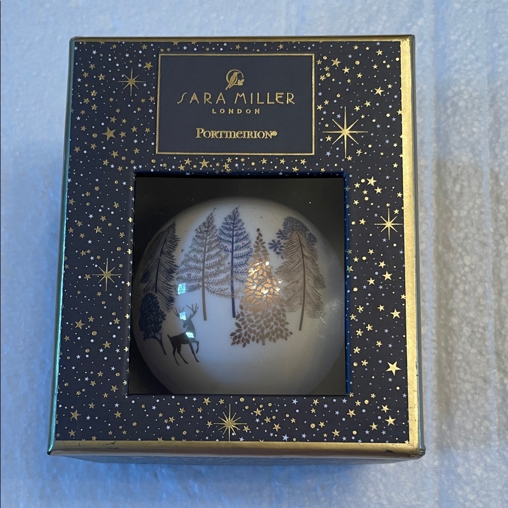 Sara Miller London Holiday Ornament - Gold and White, Blue